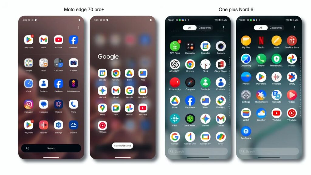Moto Edge 70 Pro Plus vs OnePlus Nord 6 UI